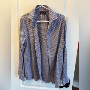 Tommy Hilfiger Men’s Navy and White Gingham Dress Shirt